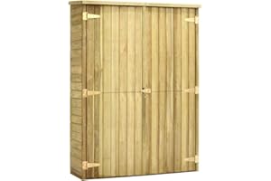 vidaXL Kiefernholz Imprägniert Garten Geräteschuppen Doppeltür-Design Gerätehaus Gartenschrank Geräteschrank Gartenhaus 123x50x171cm