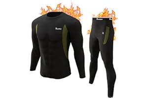 romision Men's Thermal Underwear Breathable Thermoactive Functional Underwear Inner Fleece Ski Underwear Soft Thermal Underwear Set of 1/2