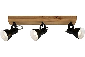 Briloner - Spot, spot de plafond rétro, applique murale vintage, spots orientables et pivotants, 3x GU10, max. 35 W, bois-métal, noir et blanc, 48x10x13,5cm (Lxlxh)