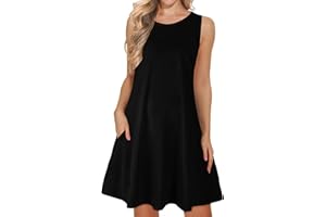 WNEEDU Abiti Estivi da Donna Prendisole da Spiaggia Senza Maniche