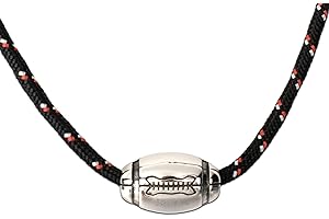 Ernestine - Collier Rugby acier inoxydable - Colliers hommes fans de sport - pendentif forme ballon de rugby - cadeau fête des pères - idée cadeaux papa et papi - Bijoux homme argent réglable
