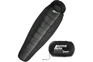 Active Era Saco de Dormir 200 cm x 80 cm 300gr - Resistente al Agua, Relleno de Doble Capa, Cálido con Capucha y Cordón. Saco de Dormir Ultraligero Todas Las Estaciones, Adultos y Niños