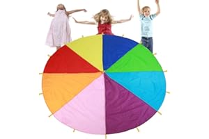 Wifehelper Juego de paracaídas para niños, Juego de paracaídas, Juegos para niños, paracaídas Multicolor Arco Iris, Juegos al Aire Libre (3,6 m)