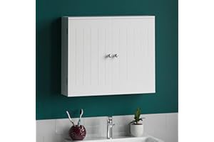 Bath Vida Priano Szafka łazienkowa z podwójnymi drzwiami, montowana na ścianie, półka do przechowywania, biała