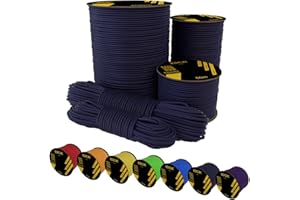 EdcX Paracord 4mm, 35+ colori solidi (15m, 30m, 50m, 100m, 300m) | Ideale per campeggio, sopravvivenza, attività all'aperto | Corda 100% nylon 4 mm| Corda Tattica 550 Tipo III (Navy Blue, 50 m)