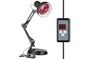 Zrwuldu Lampada Infrarossi Riscaldante 100 Watt, Lampadine a infrarossi Lampada Rossa Riscaldanti Luce a Infrarossi per Dolore Con il timer, Temperatura