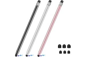 PAPERFEEL [3 Pezzi] Penna per Tablet, Penna Tablet pour iPad/Android Tablet/iPhone/Samsung Tablet, Penna Touch Tablette ad Alta Sensibilità e Precisione, Nero Argento e Rosa