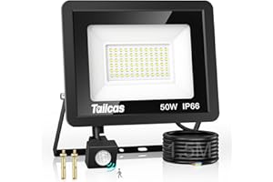 TailcasLED Security Lights Outdoor Motion Sensor, 50W 4500 Lumen PIR Sensor Floodlight, IP66 Waterproof LED Outdoor Daylight Wall Light for Garden, Garage, Backyard, Hallway