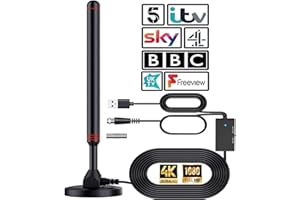 CELLHELMET TV Aerial -2024 New upgrade -High Gain Indoor TV Aerial HD Portable Indoor/Outdoor Digital HD Antenna for USB TV Tuner/DVB-T/DVB-T2, 4K 1080P HDTV for All TV - With Magnetic Base [Black]