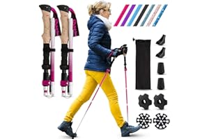 HIGH STREAM GEAR Walking Sticks for WOMEN - 14.5” Foldable Hiking Poles for Backpacking, Exercising and Traveling, Set of 2 Aluminum Nordic Collapsible Trekking Poles