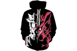 IFIKK Sweat à Capuche Garçon 3D Anime Pull Sweats à Capuche Japonais Anime Cosplay Vetement Enfants Hoodie Uzumaki Uchiha Sasuke Sweat à Manches Longues Vetement