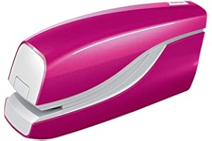 Grapadora petrus electrica e-310 wow fucsia metalizado capacidad 12 hojas usa grapa nº 10