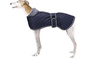 BABEPET Dog Greyhound Waterproof Coat,Whippet Lurcher Coat,Dog Winter Jacket with Fleece Lining,Adjustable Outdoor Pet Apparel for Medium or Large Breed -Navy-S