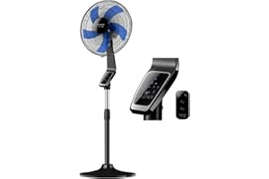 Taurus Boreal 16CR Digital - Ventilateur sur pied 50W, numérique, hauteur jusqu'à 130cm, 5 lames, Dimètre 40cm, 3 vitesses, minuterie de 7,5 heures, oscillant et inclinable, silencieux 60 dBA