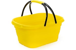 SAMMART 13L Collapsible Basket with Handle - Portable Outdoor Picnic Basket/Crater - Foldable Shopping Bag - Space Saving Storage Container (Golden Yellow, 1)