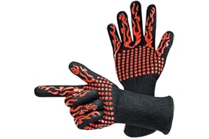 Guantes Barbacoa Clamber; Resistentes al Calor hasta 800℃ con Revestimiento de Silicona (Alimentaria) Antideslizante Ideales para Cocina, Horno, Parrilla, Chimenas, Microondas…. Certificación CE