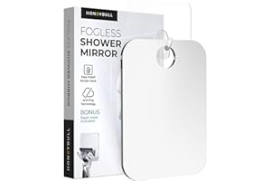 HONEYBULL - Miroir de Salle de Bain Anti Buée - Miroir de Rasage pour Homme Femme avec Support Rasoirs (Petit 10x15cm) Miroirs Maquillage sans Cadre avec Crochet Adhésif