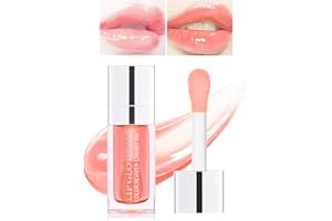 Prreal Tinted Lip Oil Plumping Lip Gloss, Hydrating Lip Glow Oil Lip Care Moisturizing Clear Toot Lip Oil for Dry Lips, Nourishing Water Glossy Glass Lip Oil Gloss Non-Sticky Shine Lip Tint (Pink)