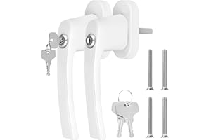FRIEDWOHL 2 Stück fenstergriffe abschliessbar, Kindersicherung Fenstersicherung,Stiftlänge 35mm,Fenstergriff Aluminium Griff Balkontürgriff mit Schlüsseln und Schrauben,Fenstersicherung,für Fenster Terrassentür