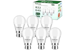 Tailcas Bayonet Light Bulb, 5W 6000K Cool White (Equivalent to 40W /50W), B22 (G45) Led Bulbs for Chandelier Bedroom Living Room, Non-dimmable, 6-Pack