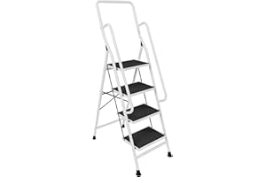 Home Vida 4 Step Ladder with Safety Handrail, Heavy Duty Steel, Portable Folding, Anti-Slip Mat, Home, Kitchen, DIY, Gardening Step Ladder, 150kg Max Capacity