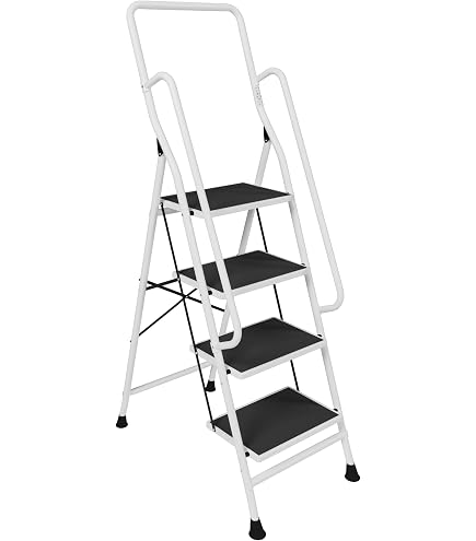 HBTower Scala 3 Gradini Pieghevole, Pedane Antiscivolo con Corrimano Confortevol HBTower Scala 3 Gradini Pieghevole, Pedane Antiscivolo con Corrimano Confortevol