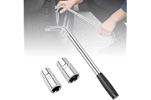 Xinng Heavy Duty Universal Wheel Brace - Extendable Tyre Nut Wrench with 17mm, 19mm, 21mm, 23mm Sockets - Emergency Breakdown Tool for Cars, Vans, Trucks - Durable Stainless Steel & Non-Slip Grip