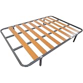 MUEBLIX.COM | Eco Bed Base 150 x 190 cm | Bed Base with 4 Legs | 10 cm Poplar Wood Slats and Steel Tube Frame | Useful for Tr