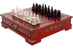 Egujiwa Internationales Schachspiel aus Holz, Figurenschach, Antikes Brett, Familienspiel für Kinder und Erwachsene (Sortierte Farbe)