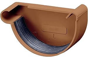 INEFA Pieza final del canalón, semiredonda, PVC 100mm, izquierdamarrón Accesorios para canalones,montaje fácil por enchufe,made in Germany