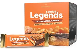 THE PROTEIN WORKS Loaded Legends - Salted Caramel Flavour, 12 Pack, 14g High Protein Bar, High Fibre, Low Sugar, Premium Taste & Ingredients, Guilt Free Snack