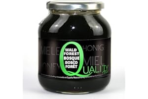 QUALITY FOOD QF SPAIN Miel d'abeille pur 100%. Miel brut. 1 Kg. Produit en Espagne. Non pasteurisé et non chauffé. Artisan de haute qualité. Bocal en verre. Grande variété de saveurs exquises. (Forêt)