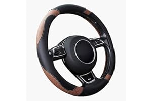 SFONIA Pokrowiec na kierownicę samochodu Skórzane osłony na kierownicę z mikrofibry Uniwersalne 37-38 cm / 15" Trwała antypoślizgowa oddychająca (brązowa)