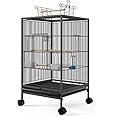 Barbuk Bird Cage Large, Parakeet Cage, Bird Cage Accessories, Parrot Cage, Bird Villa Macaw Cage with Play Top and Rolling Stand, for Small Medium Large Birds(45.6cm*45.6cm*86cm)