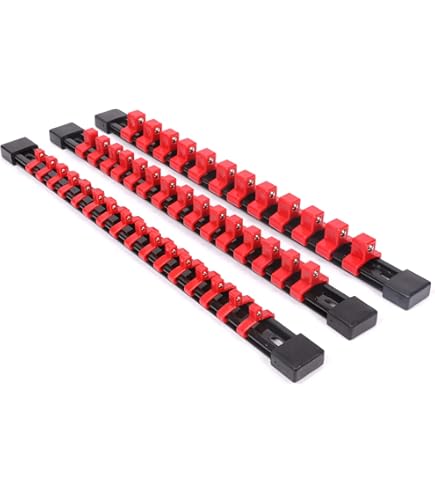 Blue Spot Steckschlüssel-Schienen, Set Mit 3 Stück – Für 1/4", 3/8" & 1/2" Steckdosen, Aus Stahl, Silber/chrom