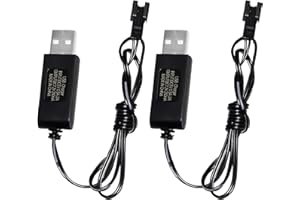 AMZZN 2PCS 7.2V USB Charging Cable with SM-2P Plug Connector for RC Excavators,Trucks,Tanks,Engineering Vehicles,RC Cars,Stunt Vehicles, 7.2V NiCd or NiMH or Lipo Battery USB Chargers