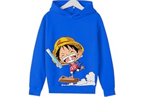 CHAORWE Anime One Piece Sweat À Capuche Luffy Garçons Sweat Printemps Automne Hiver Pull pour Enfants 4 5 6 7 8 9 10 11 12 13 14 Ans