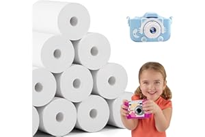 AZONELIFE Papel térmico 10 rollo para cámara infantil y mini impresora, papel de carga blanco para cámaras fotográficas instantáneas para niños, papel de impresión libre de BPA (de 57 mm a 30 mm)