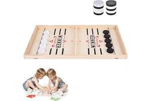 PKKP Super Winner Juego de mesa, 2 en 1 plegable, juego de hockey de madera, juego de mesa de hockey de madera, juego de maphilu, juego de disco rápido, juego de futbolín, juegos ganadores