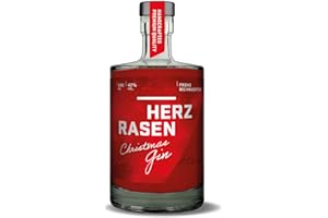 ‎HERZRASEN HERZRASEN Christmas Gin 0,5l – 42 % Vol. Premium Dry Gin Weihnachten Edition – Zitronig-frisch mit 11 Botanicals – Natürlich rot gefärbt mit Bio-Erdbeeren – vegan
