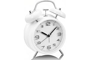 YsyYey, orologio sveglia analogico, sveglia a doppia campana, extra forte per chi dorme profondamente, senza ticchettio, a batteria con luce notturna, orologio da comodino vintage in metallo per