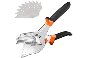 Wjelet Miter Shears, Venetian Blind Cutter and Trunking Cutter, 45 to 135 Degree Multi Angle Trim Cutter, Gasket Shear for Cutting Soft Wood, PVC, Plastic, Includes 10 Spare Blades