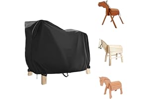 Fenghome Abdeckung Holzpferd, Wasserdicht Abdeckplane Holzpferd mit Tunnelzug Und Schnalle Universal Oxford-Stoff Holzpferd Schutzhülle-140x100x130cm (Schwarz)