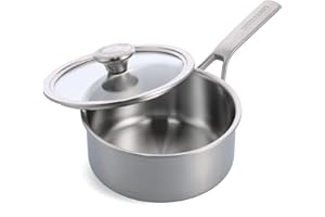 Merten & Storck Tri-Ply Pentola a tre strati in acciaio inox per induzione da 20cm/2.86 litri con coperchio, multiaderente, sicura per il forno, argento