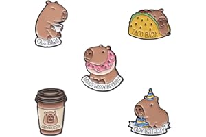 LIHONZHI 5Pcs Capybara Enamel Pins Cute Bear Milk Tea Food Lapel Pin Cartoon Cappy Brooches Badge Lovely Funny Capybara Letters Brooch Pins for Clothes Jackets Jackets