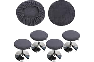 HuaLiSiJi Funda para Taburete Redondo, 4 Piezas Fundas para Taburetes, Elástica Lavable Fácil de Limpiar Suave y Duradera, para Silla de Taburete de Bar 30-40cm (4 Piezas Gris)