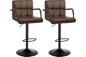 ‎WOLTU WOLTU Barhocker 2er Set Barstuhl Tresenhocker Bistrohocker Designer Hocker mit Rückenlehne, Kunstleder in Antiklederoptik höhenverstellbar drehbar Stahl Dunkelbraun