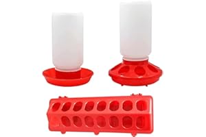 VANDANCOOP 1kg Chick Feeder and Waterer Set 1L Plastic Chicken Automatic Drinkers Gravity Fed For Small Poultry Pigeon Coop Food Dispensers Red Feeders Trough (1L, Feeder&Drinker)