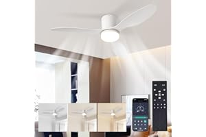 KITTVEGI Silenzioso Ventilatore da Soffitto 60W Con Luce e Telecomando 100CM - 6 Velocità DC Reversibile, 3 Pale, Timer, Lampada Dimmerabile - Bianco