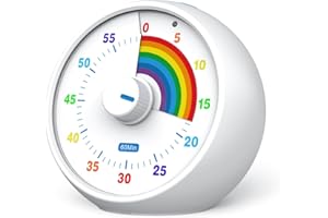 KIECKY SQUIRREL Timer visivo per bambini, cucina dell'ufficio della classe 60 minuti countdown, timer desktop strumento di gestione del tempo per bambini, timer silenzioso, time arcobaleno time (Bianco)